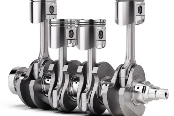 V4,Engine,Pistons,And,Crankshaft,Isolated,On,White,Background.,3d